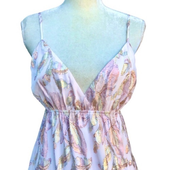 NWT A LAPLAGE EMBROIDERED SILK METALLIC MAXI DRESS - Picture 5 of 10